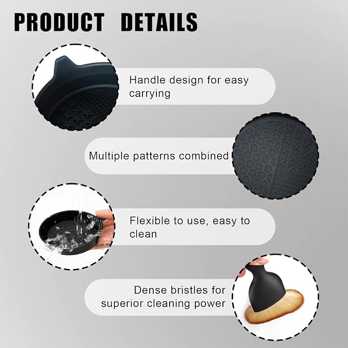 Car Cup Coasters, Silicone Cup Holder Insert (4 Pack) with Auto Detail Brush (2 Pack), Non-Slip Raised Edge Spill Guard Car Interior Accessories, Universal for SUV, Sedan, Truck (Black)