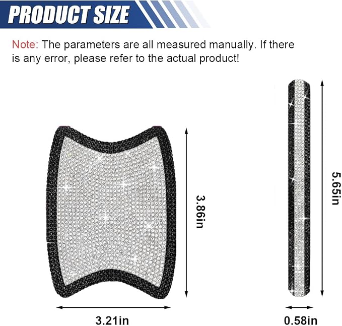 ZIMISI 10PCS Bling Car Door Handle Protector, Crystal Rhinestone Anti-Scratch Car Bowl Decoration Sticker Decal, Universal Auto Exterior Door Protective Covers Accessories for Women (Black/White)