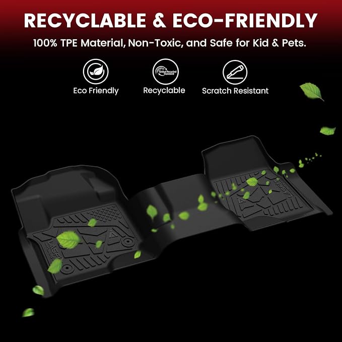 LASFIT Floor Mats Crew F250 2017-2026 Bench Seats 2nd Row Without Storage | Floor Mats for Ford F250 F350 F450 All Weather Only Fit Carpet Floor Super Duty TPE Car Floor Liner, 1st&2nd Row
