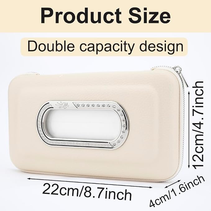 Car Tissue Holder, Visor Mask Holder, Sun Visor Napkin Holder, Car Mask Dispenser, Premium Leather Tissue Holder for Auto SUV Truck (Beige)