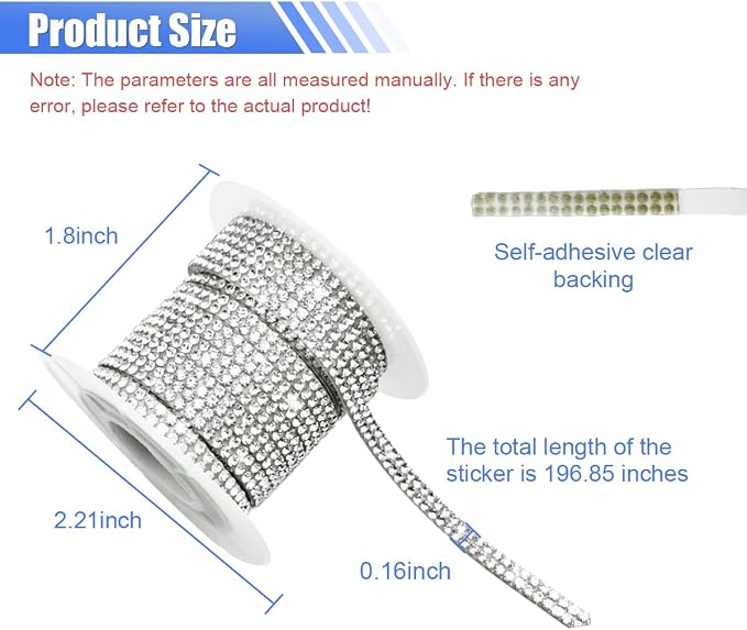 BDZMC Bling Car Self Adhesive Strip, 16.4 Ft Crystal Rhinestone Strips, Car Dashboard, Door Line Molding Decoration Stickers, Universal Automotive Exterior Accessories for Women Girls (Silver/White)