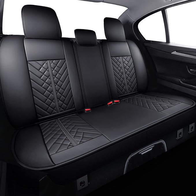 Tomatoman Tacoma Car Rear Seat Covers 2005-2025 2026 Access Double Extended Cab TRD Sport Offroad Limited SR5 V6 Truck with Waterproof Faux Leather Back Cushions(Rear Seat/Black)