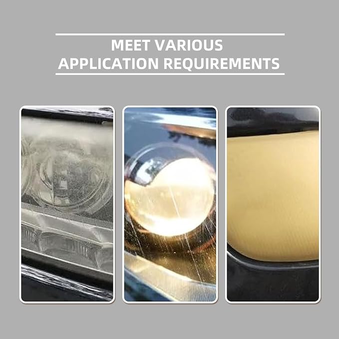 Headlight Restoration Kit, Removes Oxidation & Yellowing, UV Coating (3) | 180ml polish + 10ml ceramic coating, sponge & towel; for cars, trucks, SUVs, motorcycles; long-lasting UV protection