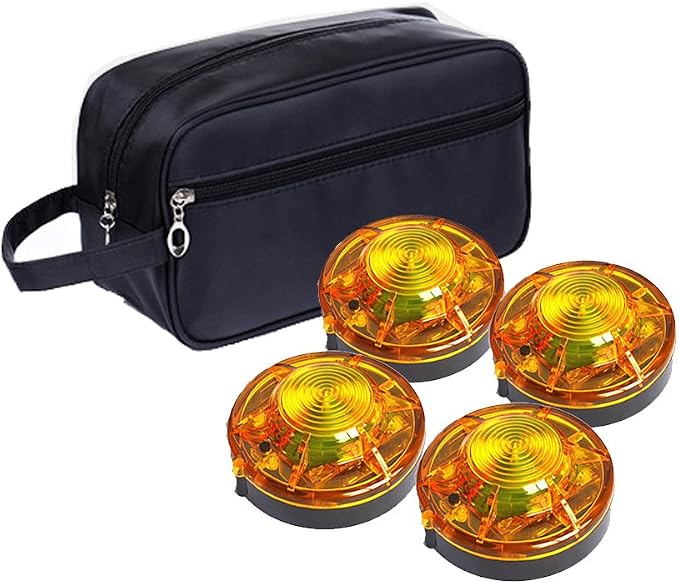 Tumecos Emergency Flare Alert Warning Signal Caution Light LED Beacon Pro with Magnetic Base for Vehicle (Yellow 4)