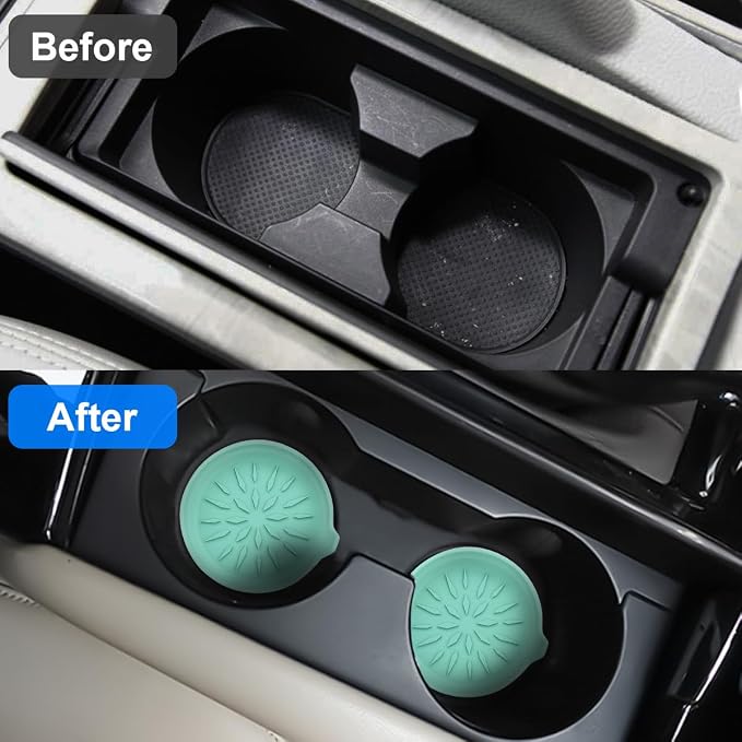Mandark 4PCS Car Cup Holder Coaster, Non-Slip Recessed Insert Vehicle Cup Mat, 2.75 Inch Waterproof Universal Automotive Interior Drink Cup Pad Accessories for Most Trucks SUVs (Green)