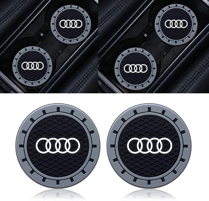 Car Cup Holder Coaster Compatible with Audi A1 A3 RS3 A4 A5 A6 A7 RS7 A8 Q3 Q5 Q7 R8, Auto Cup Holder Insert Coaster, 2PCS