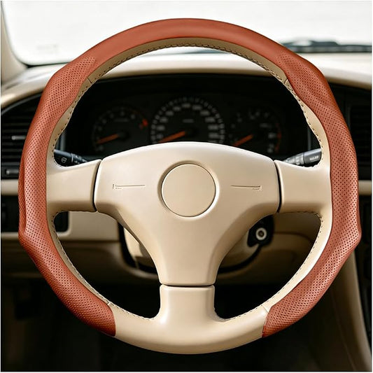 Car Steering Wheel Cover, Comfortable Grip Non-Slip Breathable Vehicle Steering Wheel Protector, Automotive Interior Decoration Accessories, Universal Fit (Orange)