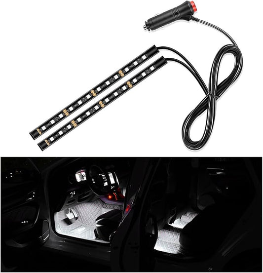 Yourkar Car LED Strip Light, 24 LED Interior Under Dash Atmosphere Lights with Cigarette Lighter, Vehicle Decor Lamp Ambient Night Light Strip Lighting, Universal Car Accessories (White)