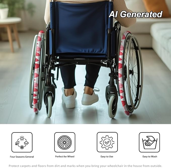 Love Heart Wheelchair Decorations Valentine's Day Neoprene Wheelchair Wheel Covers Comfortable Accessories Tyre Covers