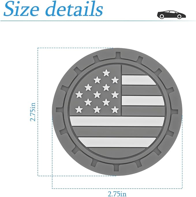 AUCELI 2 Pack Car Cup Holder Coasters, Colored American Flag US Flag Insert Car Cup Coaster, 2.75 Inch Anti Slip Shockproof Embedded Drink Mat, Vehicle Interior Decor Accessories
