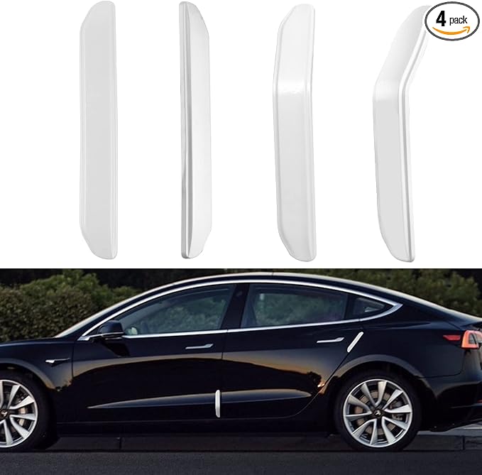Compatible with Tesla Model 3 Door Edge Guards Protector,4 Pcs,White | Car Door Anti-Collision Strips for Model 3 2017 2018 2019 2020 2021 2022 2023 Scratch Guard Model 3 Door Protector Strip