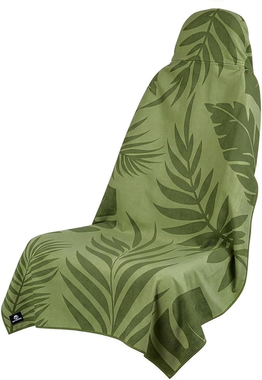 Car Seat Towel Cover - Sweat Absorbing Microfiber Towel for Car Seat After Gym, Workout & Beach - Washable Seat Protector, Universal Fit for Cars, Trucks, SUVs - Olive Palm