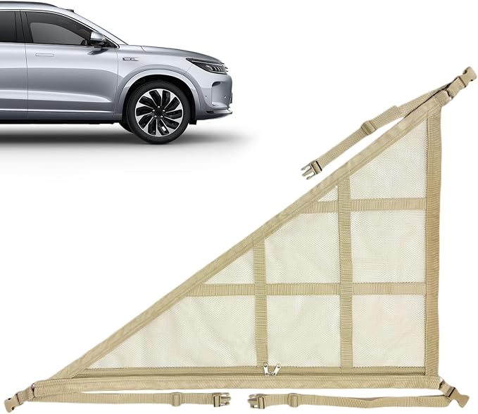 Overhead Mesh Organizer – Car Ceiling Cargo Net, Triangle Roof Storage Pocket | Travel Car Interior Mesh Luggage Net, Double-Layer Ceiling Storage Solution for Camping, Road Trips, Vacations