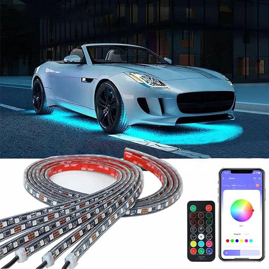 6-Piece RGBIC Car Underglow Lights with APP Control, 300 LEDs Dream Color Chasing LED Strip Kit, 12V IP68 Waterproof Bluetooth Music Sync Neon Underbody Lights for Cars Trucks SUVs