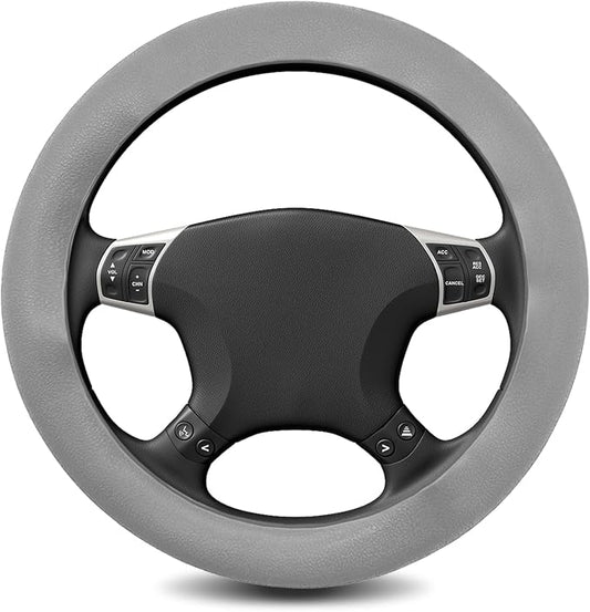 Silicone Steering Wheel Cover - Thicker Universal Stretchy & Anti-Slip Grips, Universal Fit 14"-16" Silicone Steering Wheel Protector for Men and Women, Car Interior Accessory (Gray)
