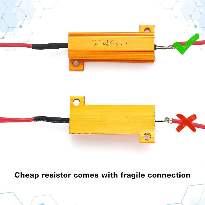 Xuhal 20 Pack 50W 6ohm Load Resistor Turn Signal LED Kit Fix Fast Flash Blink Error Code Flickering Resistor for LED Lights Bulb Headlights Tail Light License Plate DRL(Gold)
