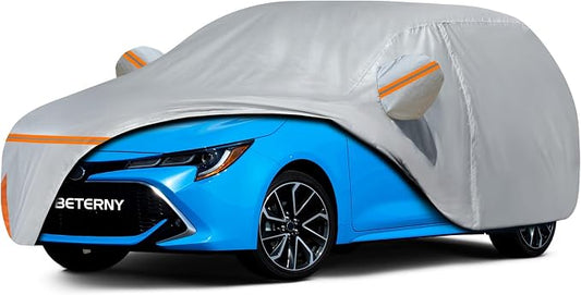 Car Cover for 2021-2026 Toyota Corolla Hatchback, Waterproof Custom-fit Sun Rain Dust Snow Wind All Weather Protection Outdoor Full Car Cover with Cotton Lining and Door Zipper-Grey