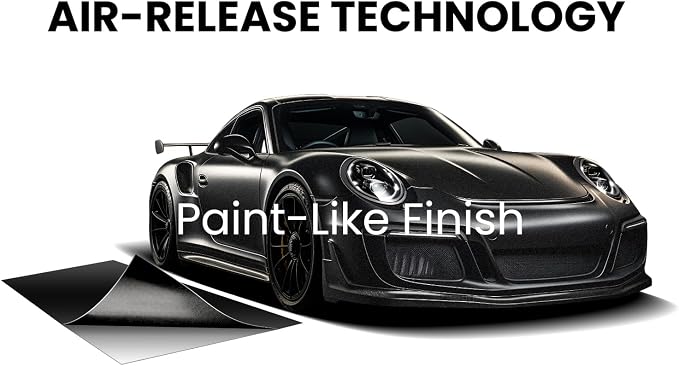 TAPEBEAR 2Sheets Matte Black Vinyl Wrap 1ft x 5ft, Car Wrap Vinyl Roll with Air Release Tech, Automotive Realistic Wrap Film, DIY Decal Sheet, Paint-Like Finish, Self Adhesive, Stretchable, Total 10ft