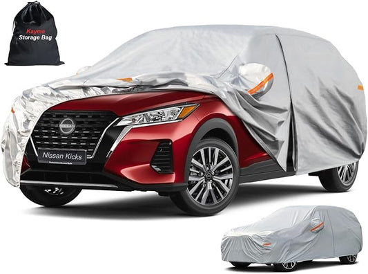 Kayme 6 Layers SUV Car Cover Custom Fit for Nissan Kicks (2017-2025) Waterproof All Weather for Automobiles, Outdoor Full Cover Rain Sun UV Protection.Silver