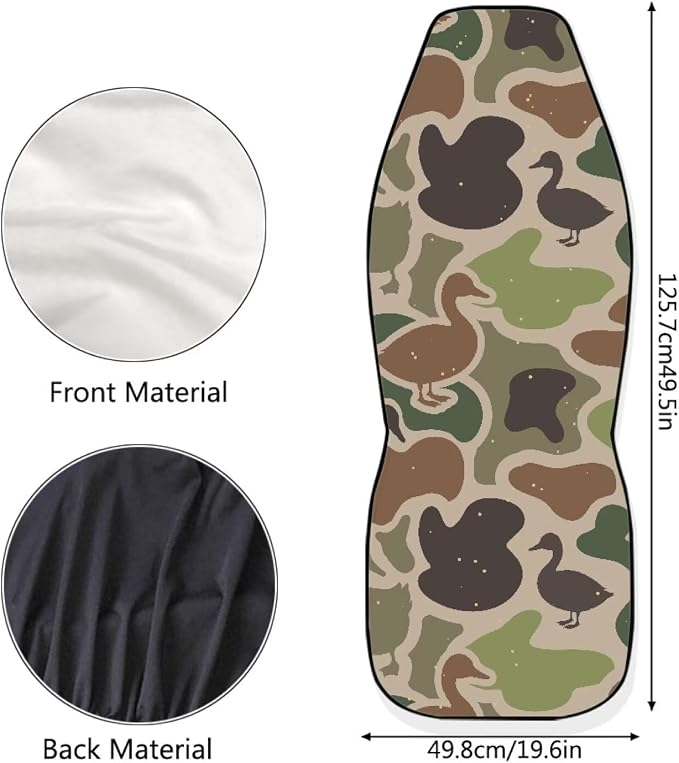 Duck Camo Car Seat Covers 2 Pcs Automobile Front Seat Covers Breathable Protection Interior Accessories Anti-Slip Back Fabric Compatible with Most Cars,SUV,Sedan