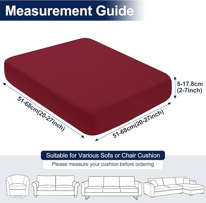 Smiry Waterproof Patio Cushion Covers, Stretch Outdoor Couch Slipcovers Replacement Washable Furniture Protector Sofa Chair Seat Cover for Dogs and Pets (4 Pcs, Wine Red)