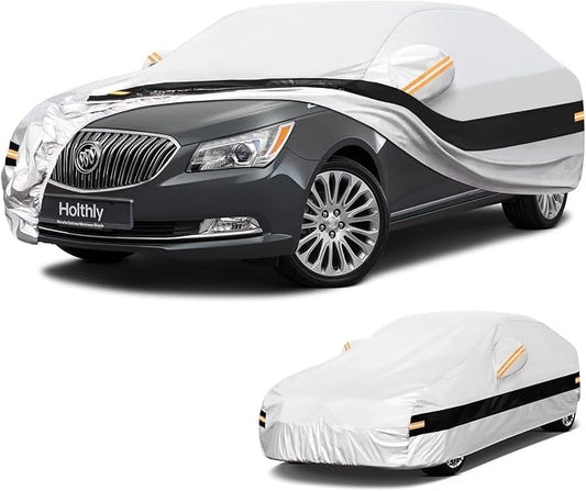10 Layers Sedan Car Cover Custom Fit for Buick Lacrosse (2004-2020), Waterproof All Weather for Automobiles, Outdoor Full Cover Sun Dust Rain Protection with Cotton. Silver