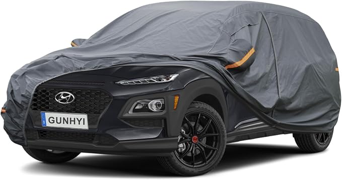 GUNHYI Premium Car Cover Custom Fit Hyundai Kona, 16 Layers Heavy Duty Car Cover Waterproof All Weather with Zipper Door for Sun Rain Snow Dust Uv Protection