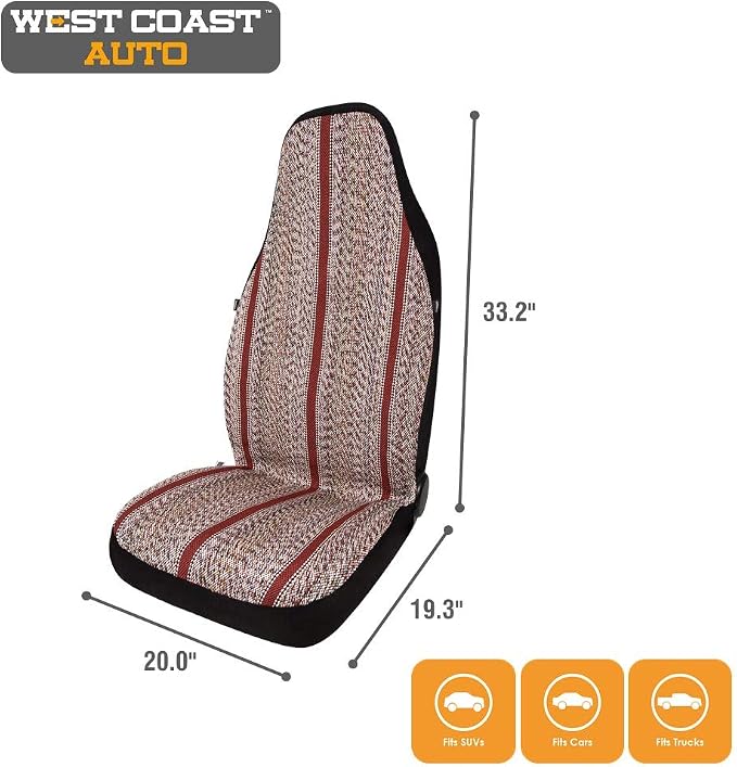 West Coast Auto Baja Blanket Bucket Seat Cover for Car, Truck, Van, SUV - Airbag Compatible (2PCS Red)