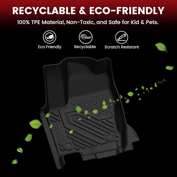 LASFIT Full Set Floor Mats for 2024-2026 Lexus GX550 5-Seats with Cool Box | Custom Fit All Weather TPE Floor Liners with Cargo & Backrest Mats, Full Coverage for Front & Rear Rows, Black