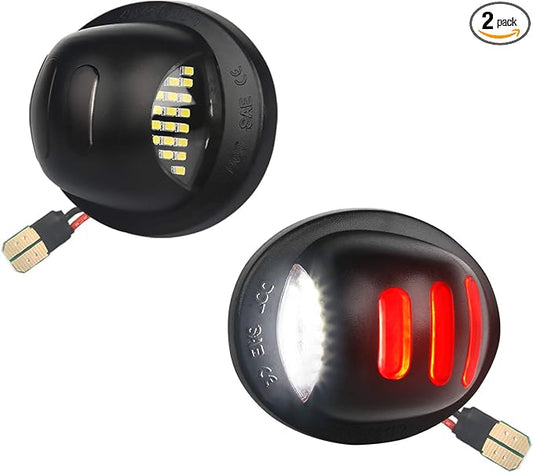 LED License Plate Light Lamp Assembly with Red OLED Neon Tube Compatible with Ford F150 1990-2014, F250 F350 1999-2016, Ranger 1983-2011, Excursion Raptor Black housing 6000K White, Pack of 2