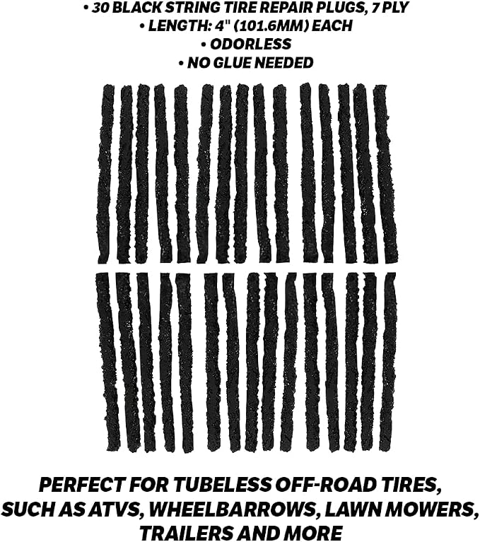Slime 1031-A Tire Repair Plug Pack, Standard Heavy Duty Strings, for tubeless Off-Road Tires, Such as ATVS, wheelbarrows, Lawn mowers, Trailers, Pack of 30