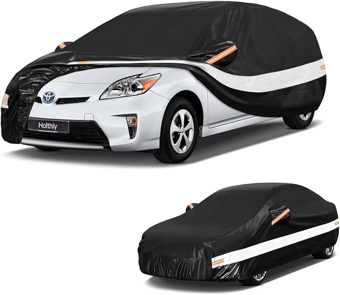 10 Layers Car Cover Custom Fit for Toyota Prius (2011-2026), Waterproof All Weather for Automobiles, Outdoor Full Cover Sun Dust Rain Protection with Cotton. Black