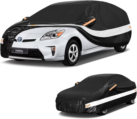 10 Layers Car Cover Custom Fit for Toyota Prius (2011-2026), Waterproof All Weather for Automobiles, Outdoor Full Cover Sun Dust Rain Protection with Cotton. Black