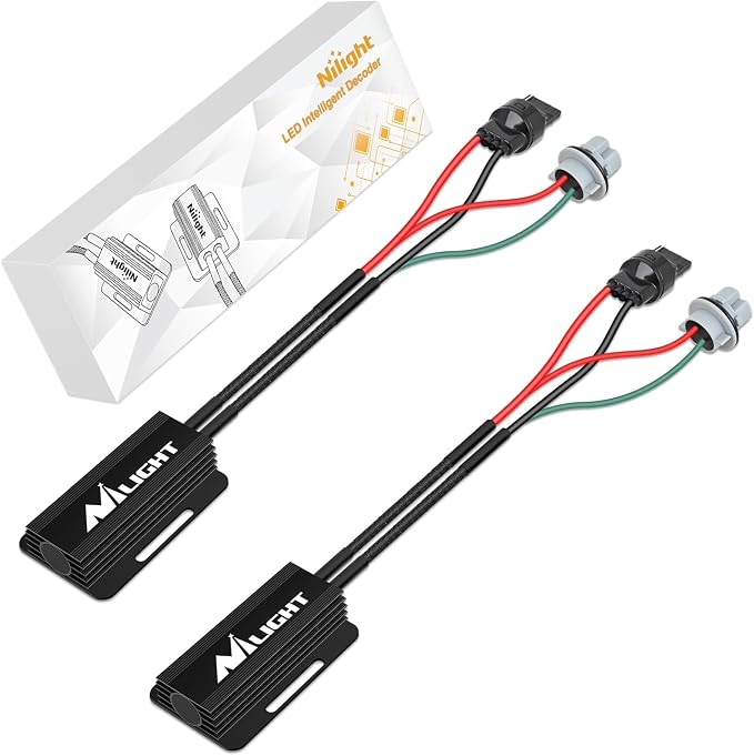 Nilight 7440 LED CANbus Decoder, Anti-Flickering Harness Load Resistor Kit Turn Signal Error Warning Canceller, Pack of 2
