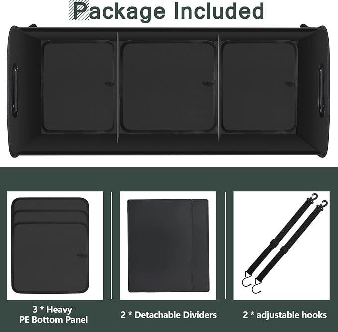 AOPHY Trunk Organizer - 95L Extra Large Capacity SUV Cargo Storage, Collapsible Waterproof Design with Non-Slip Bottom & Retractable Straps, Car Organizers for SUV, Truck, Sedan