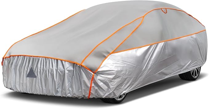 Kayme Hail Protector Car Cover，Anti Hail Thickened Multi-Layered EVA Car Cover Waterproof Sun UV Rain Snow All Weather, Outdoor Hail Protection Cover, Fit Sedan/Coupe-Length (186 to 193 Inch).Grey