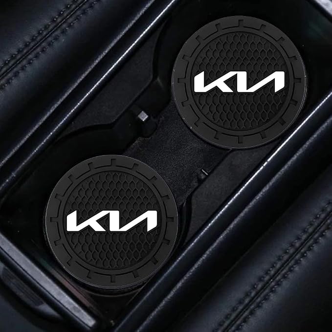 Car Cup Holder Insert Coaster for KIA K5 K7 Sportage Soul NIRO Sorento Sedona Rio Forte Optima Stinger Cadenza, Anti Slip Silicone Cup Coaster, 2.75 Inches, Black, Interior Accessories 01
