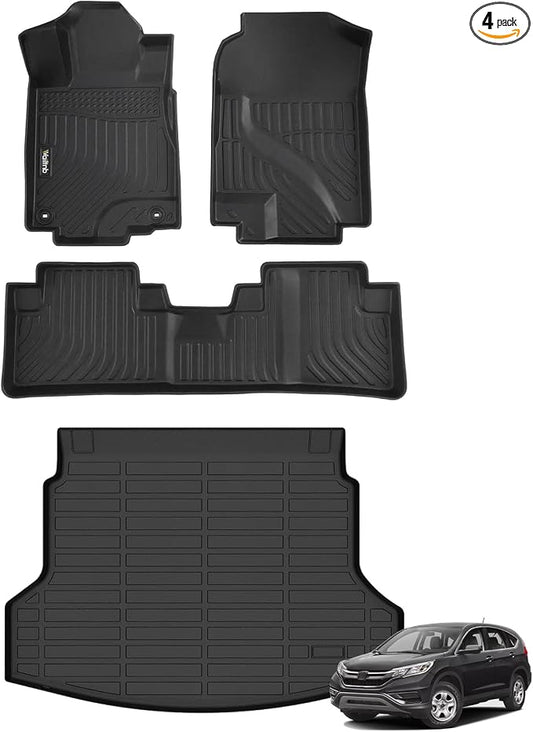 Car Floor Mats & Cargo Trunk Liners Custom Fit 2012-2016 Honda CRV (Not fit EX-L & CRV Touring & with Subwoofer) All Weather Liners for Honda CRV 2016-2012 Car Mats Accessories for C-RV 12-16