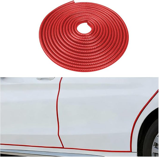Car Door Edge Guards, 16.4FT U-Shaped Fade-Resistant Vehicle Edge Trim Seal Guard, No-Glue Design Automotive Door Entry Protector Strip, Universal Fit (Red)