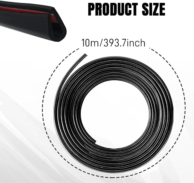 Car Door Edge Guards, Car Door Protector, 32Ft Rubber Seal Protector U Shape Edge Trim, Anti-Collision Auto Door Entry Guard Protective Strip Universal for Most Vehicles (Black, 10M)