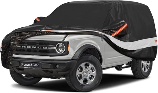 10 Layers Car Cover Custom Fit for Ford Bronco 2 Door/Sport (2021-2026), Waterproof All Weather for Automobiles, Outdoor Full Cover Sun Dust Rain Protection with Cotton. Black