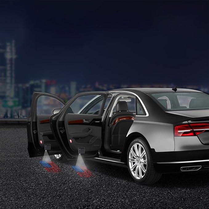 2Pcs Universal Car Door Lights Logo Projector, Auto Door Projection Wireless LED Welcome Courtesy Light, Welcome Ghost Shadow Lamp Vehicle Accessories Fit for Most Cars (Style B)