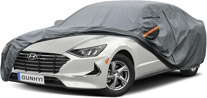 GUNHYI Premium Car Cover Custom Fit Hyundai Sonata, 16 Layers Heavy Duty Car Cover Waterproof All Weather with Zipper Door for Sun Rain Snow Dust Uv Protection