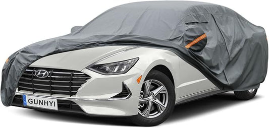 GUNHYI Premium Car Cover Custom Fit Hyundai Sonata, 16 Layers Heavy Duty Car Cover Waterproof All Weather with Zipper Door for Sun Rain Snow Dust Uv Protection