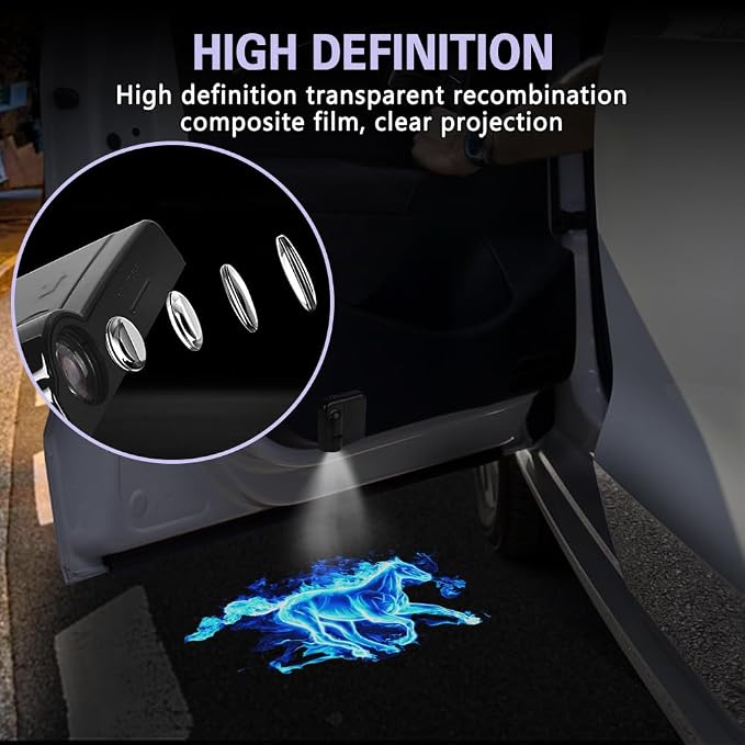 Zufoty 2PCS Car Door Light Projector, Wireless LED Car Door Paste Welcome Courtesy Light, LED Courtesy Ghost Shadow Welcome Lamp, Universal Car Accessories Fits Most Car SUV Truck