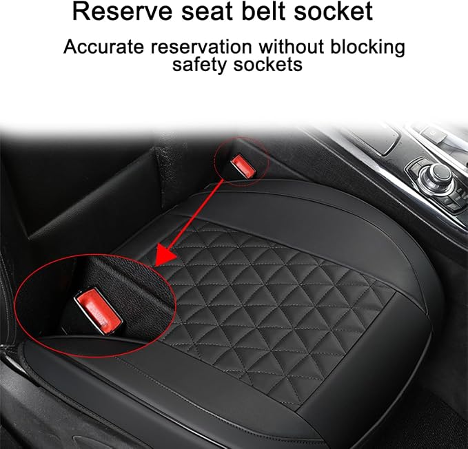 2PCS Leather Car Seat Cover, Vehicle Front Bottom Seat Protector Pad, Full Surrounded Waterproof Auto Seat Protective Cushion with Storage Pocket, Universal for SUV, Truck, Sedan（Black）