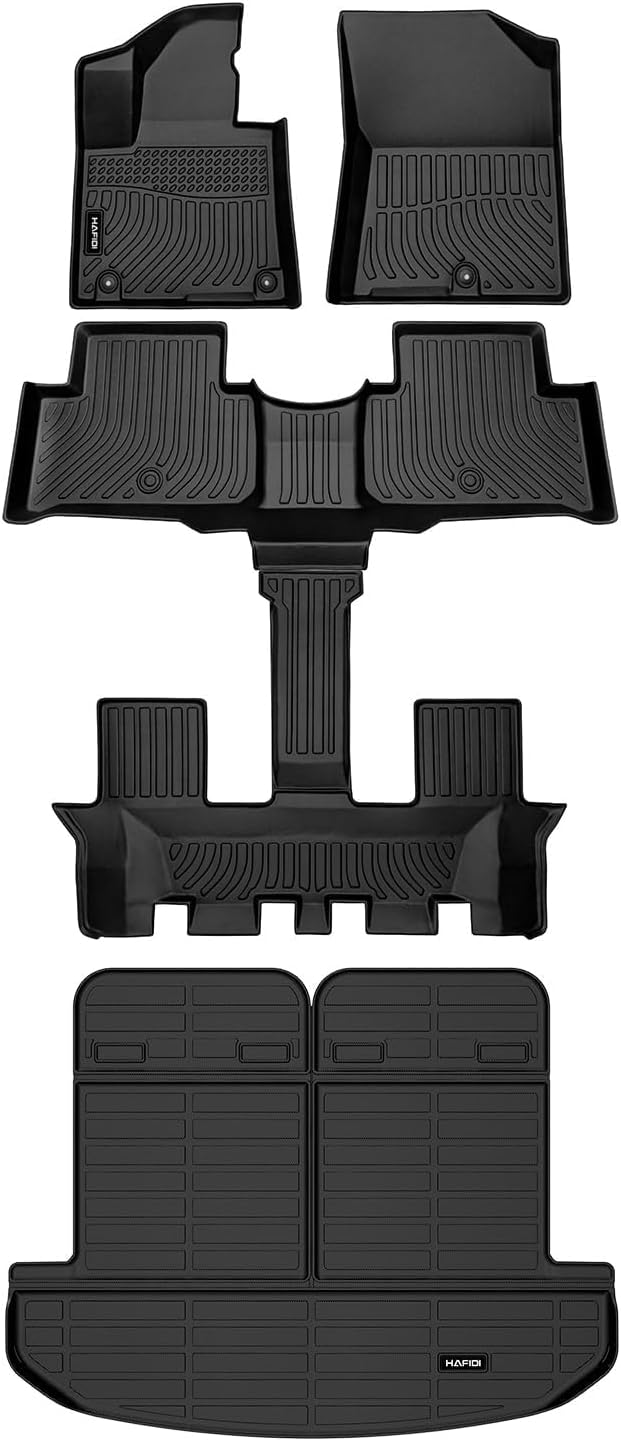 HAFIDI® Floor Mats & Cargo Liner Set Fit for 2026-2021 Kia Sorento | (6/7 Seats &Not Fit Hybrid & PHEV),Custom full set Car liners,anti-slip,all weather guard,Full Set Accessories, TPE, Black