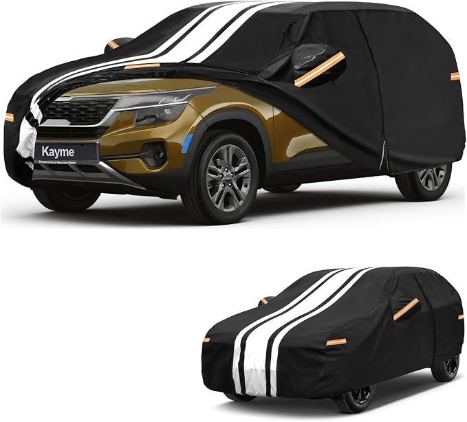 Kayme Heavy Duty Car Cover Custom Fit for Kia Seltos (2019-2026), Outdoor Full Exterior Cover with Tape and Towel, Rain Snow Sun UV Protection.