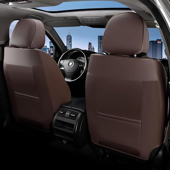 FLORICH Seat Covers Full Set, Leather Seat Cover, Front and Rear Seat Covers 5 Seats, Waterproof Car Seat Cushion Protector Accessories for Sedan SUV Pick-up Truck(Coffee, Full Set)