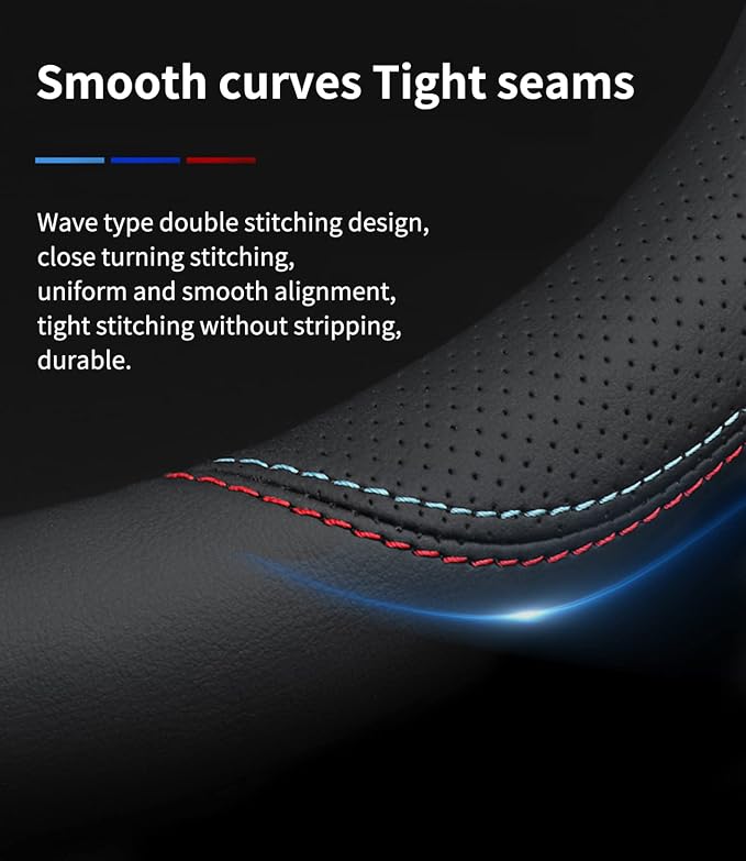 Deer Route Custom-Fit Leather Car Steering Wheel Cover for Honda, C-Style, Non-Slip, Breathable